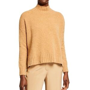 Eileen Fisher Boucle Teddy Mock neck Organic Cotton Pullover sweater beige